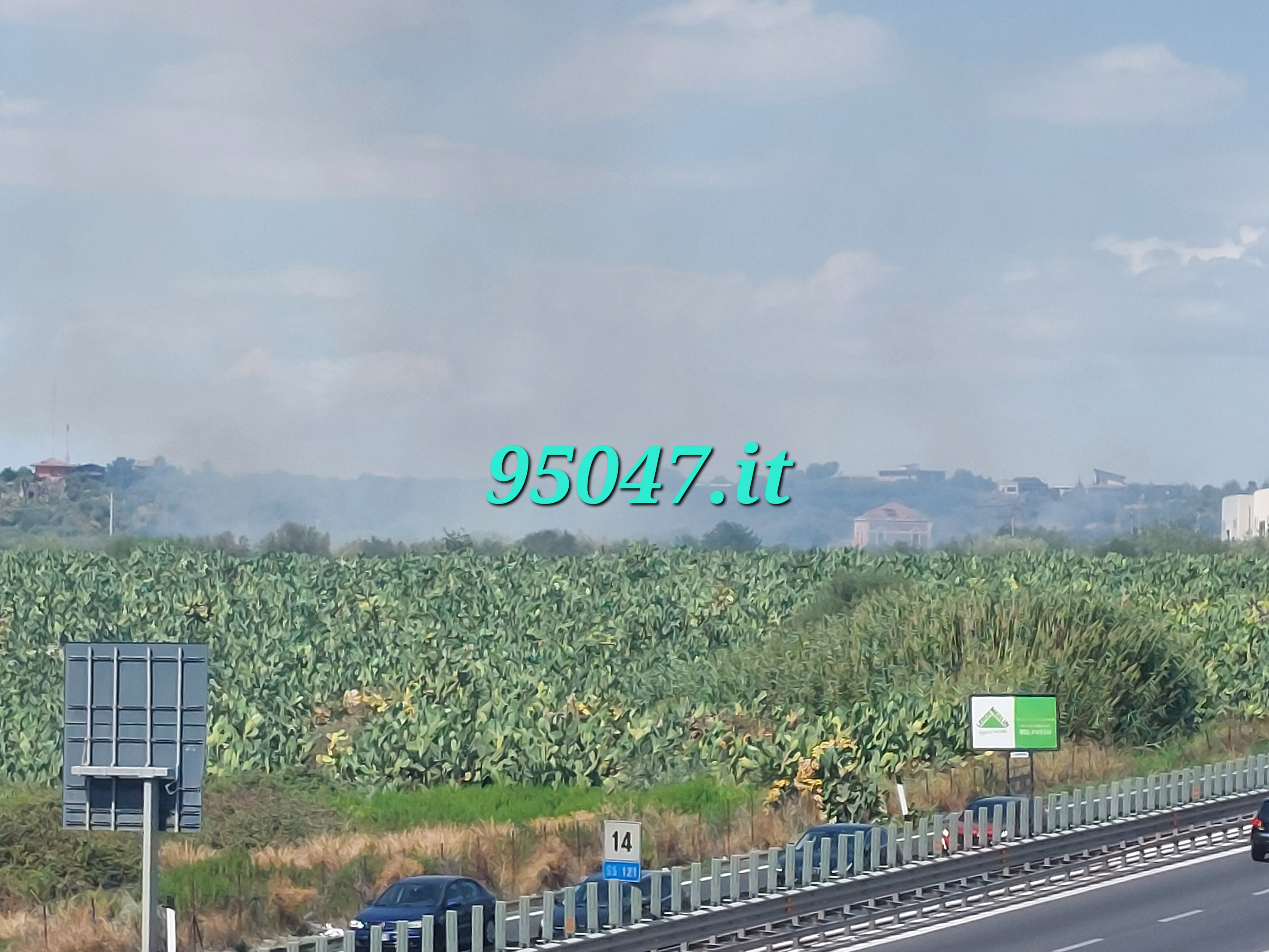 INCENDIO STERPAGLIE AI BORDI DELLA SS121 IN DIREZIONE CATANIA, RALLENTAMENTI