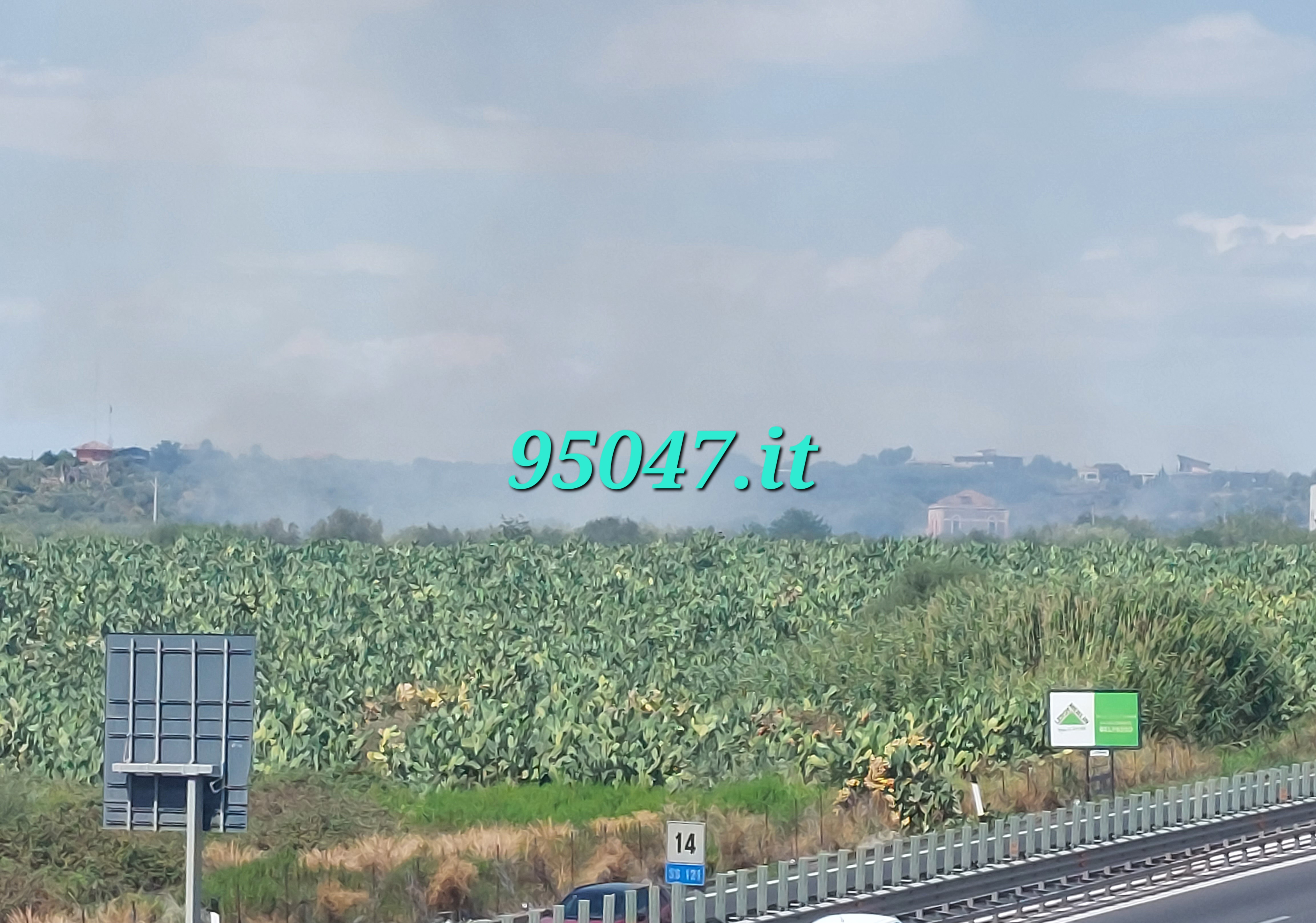 INCENDIO STERPAGLIE AI BORDI DELLA SS121 IN DIREZIONE CATANIA, RALLENTAMENTI