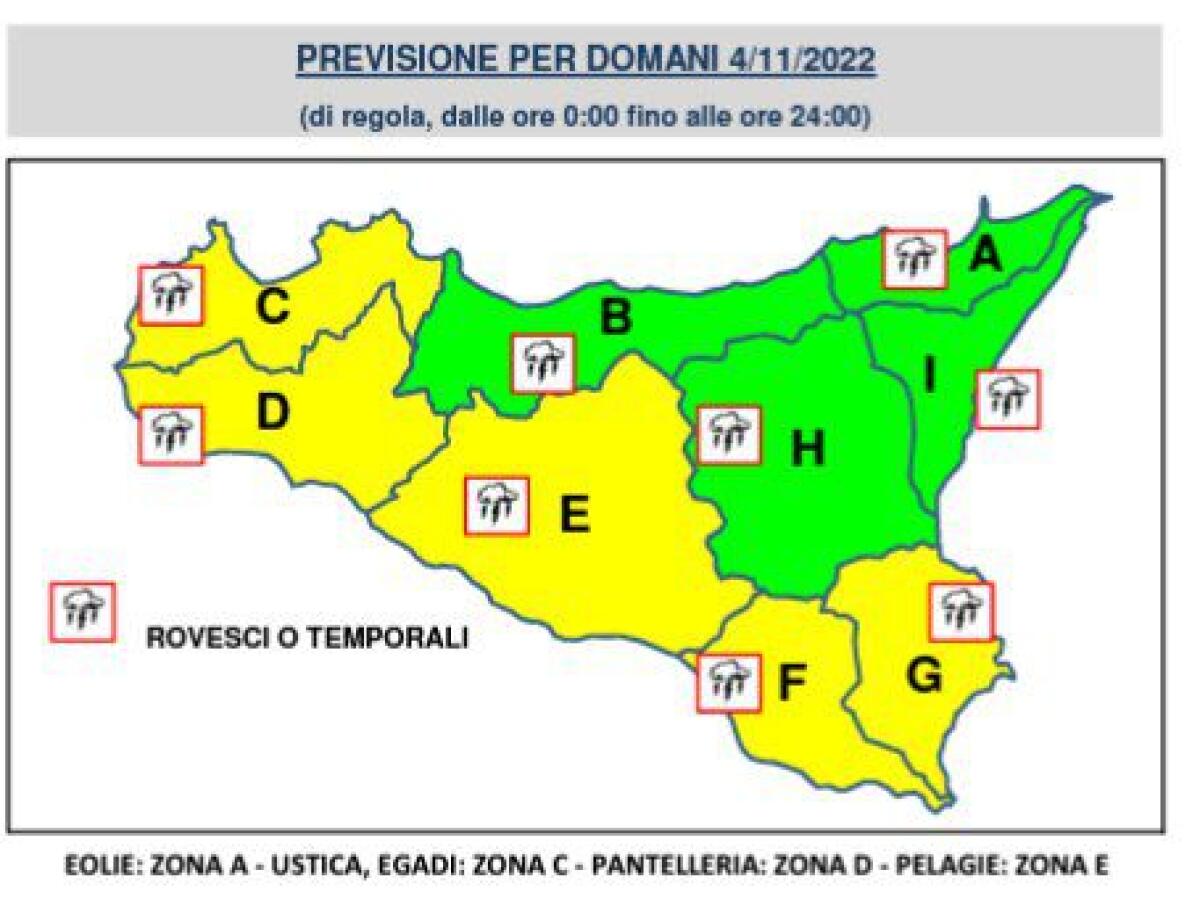 ARRIVANO PIOGGE E TEMPORALI, ALLERTA GIALLA IN GRAN PARTE DELLA SICILIA PER LA GIORNATA DI DOMANI - 