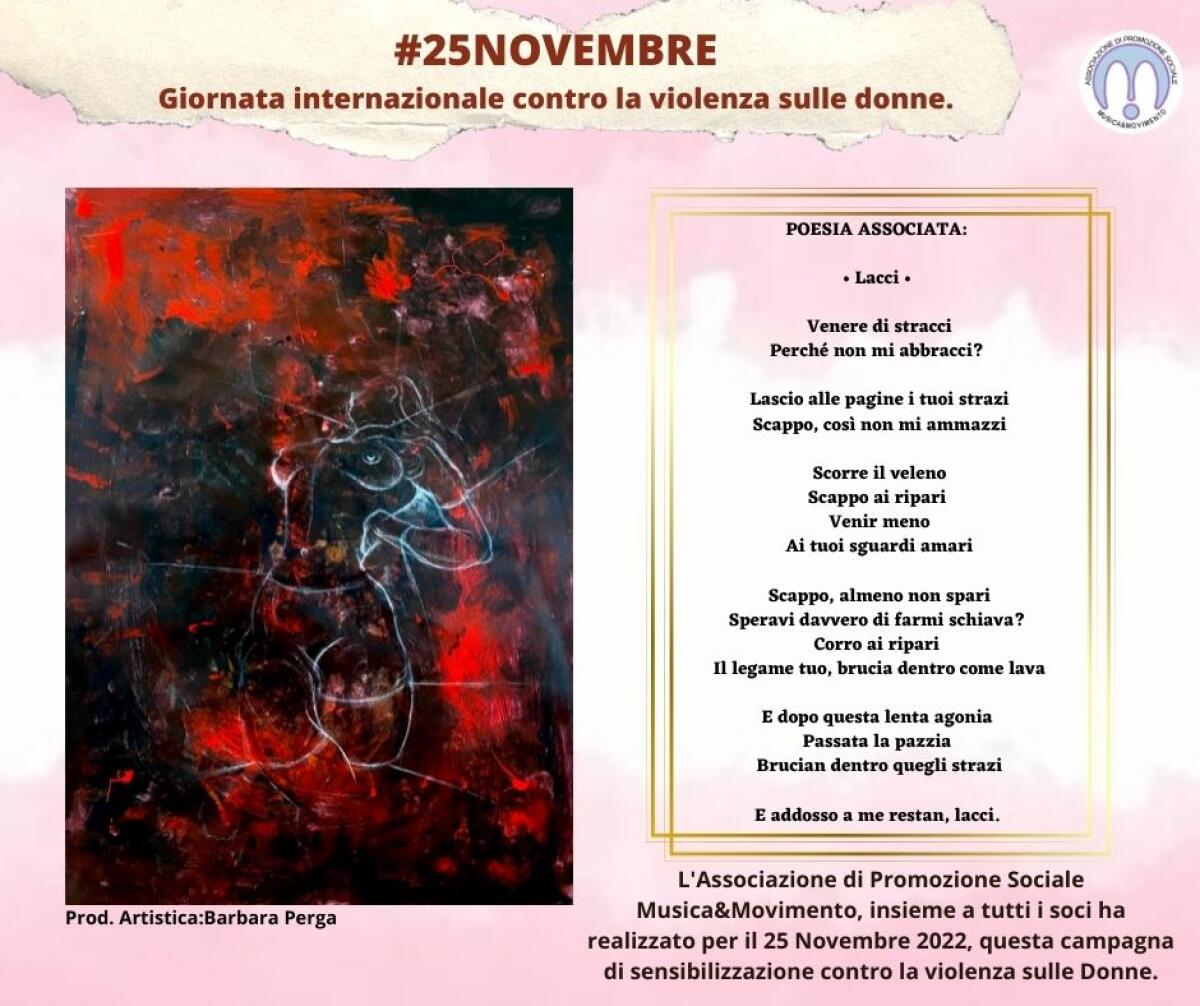 Giornata contro la violenza sulle donne: l’iniziativa dell’Ente del Terzo Settore Musica&Movimento    - 