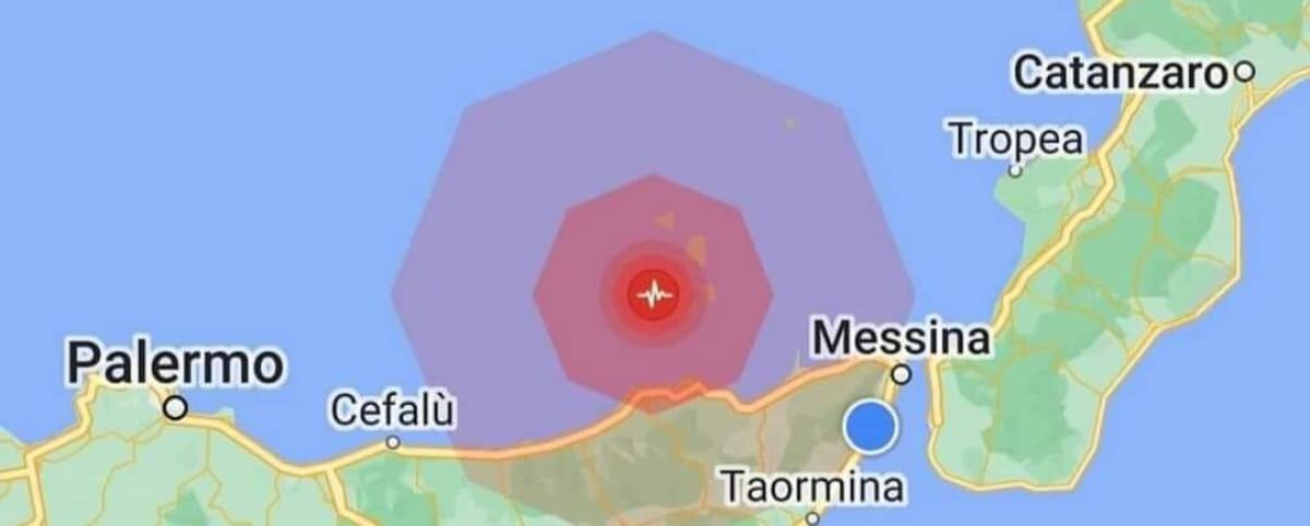 FORTE SCOSSA DI TERREMOTO TRA CAPO D'ORLANDO E LE ISOLE EOLIE CON STIMA PROVVISORIA MAGNITUDO TRA 4.2 E 4.6 - 