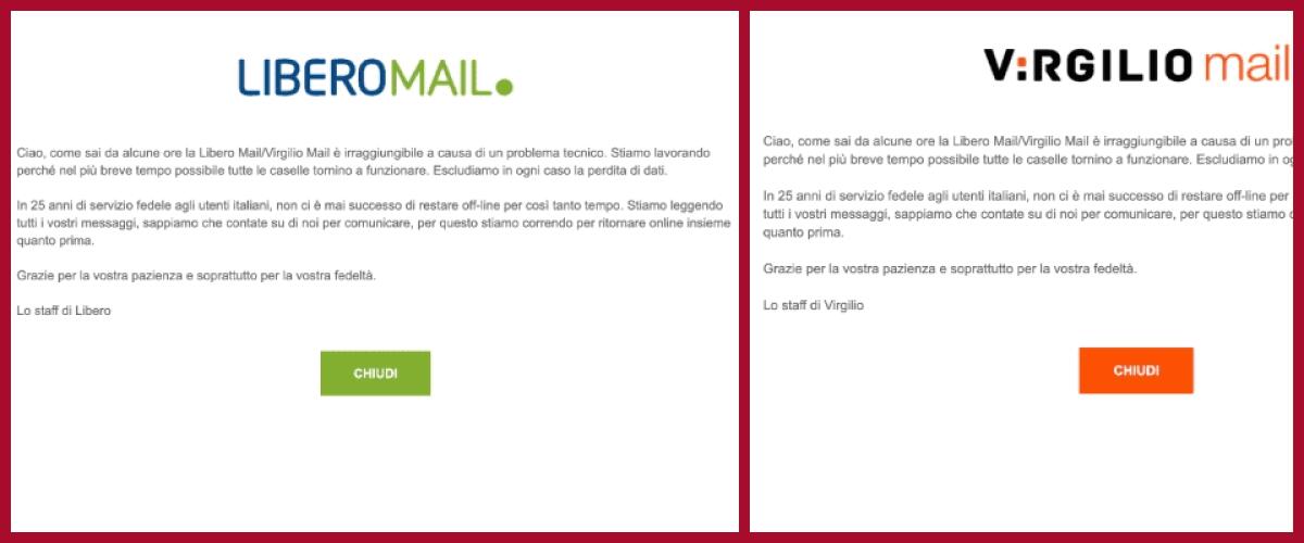 EMAIL LIBERO.IT E VIRGILIO.IT OFFLINE DA DUE GIORNI: DISAGI PER 9 MILIONI DI UTENTI - 
