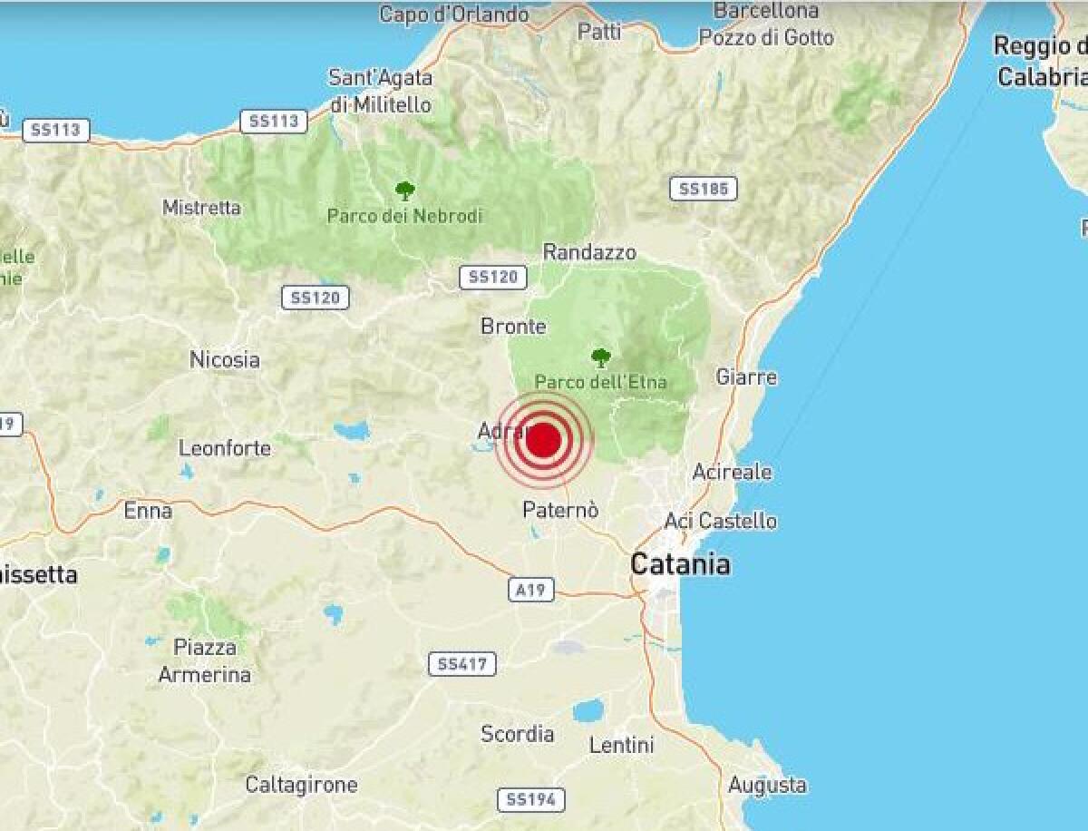 LIEVE TERREMOTO POCHI MINUTI FA DI MAGNITUDO 2.3 CON EPICENTRO A BIANCAVILLA - 