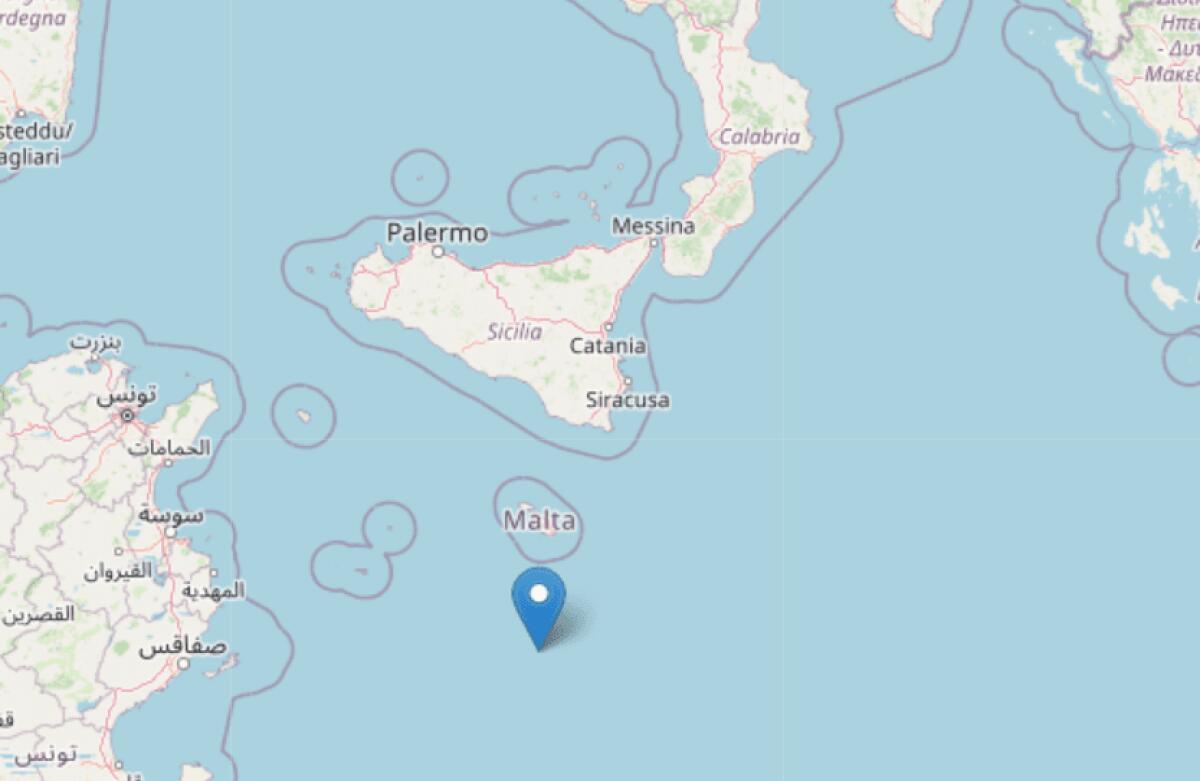 FORTE TERREMOTO DI MAGNITUDO 4.7 A SUD DI MALTA ALLE ORE 05.21 - 