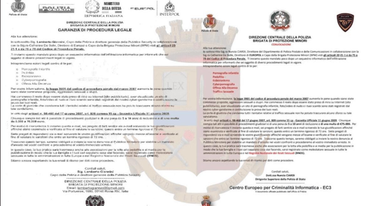 ALLERTA DELLA POLIZIA POSTALE: ATTENZIONE ALLE FALSE CITAZIONI IN TRIBUNALE - 