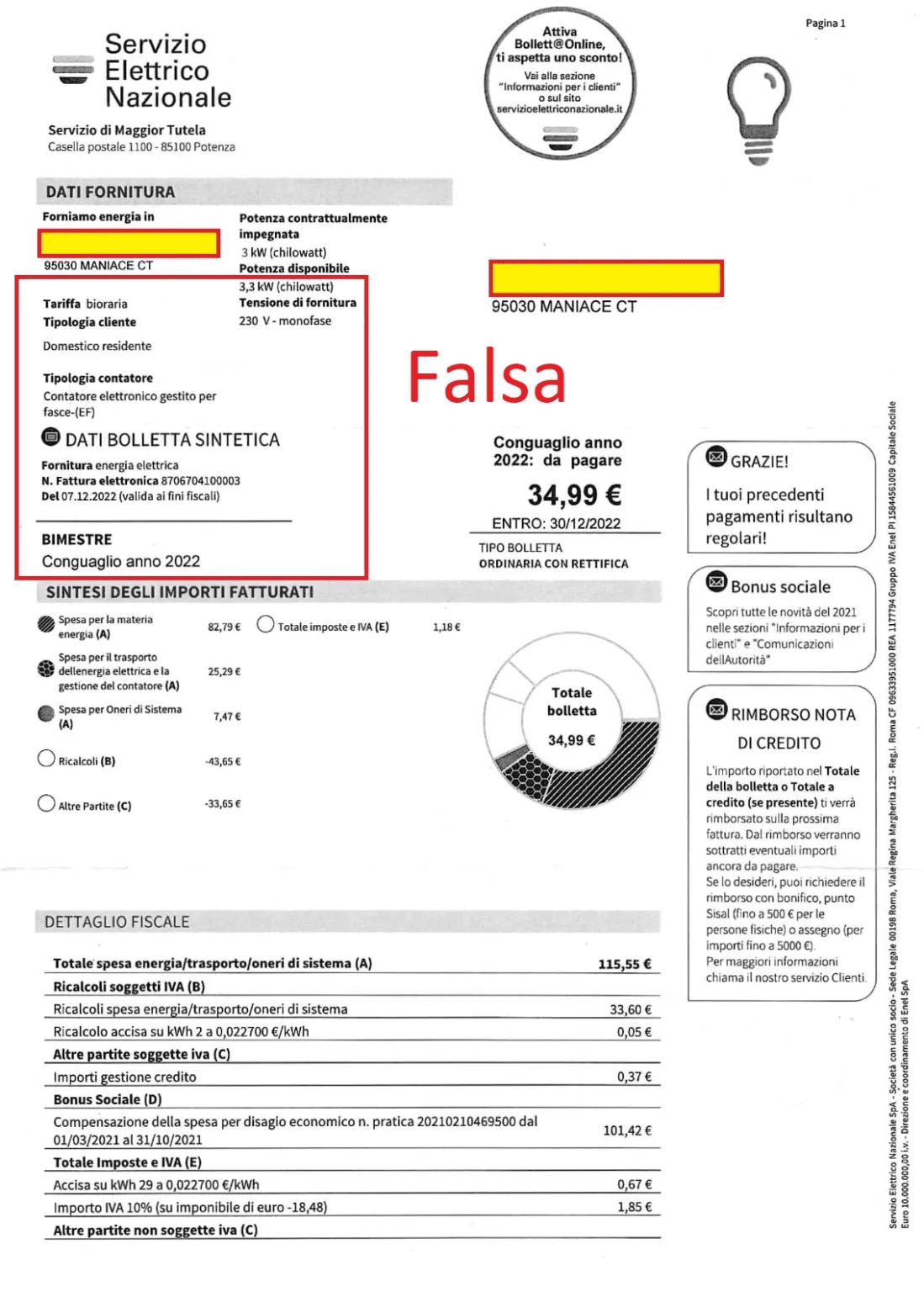BOLLETTE FALSE DELL’ENEL IN GIRO, OCCHIO ALLA TRUFFA