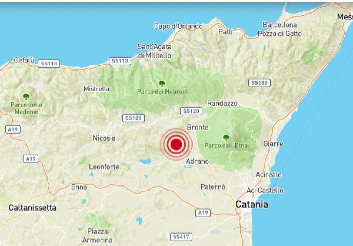 SCOSSA DI TERREMOTO DI 2.5 CON EPICENTRO AD ADRANO NEL POMERIGGIO - 