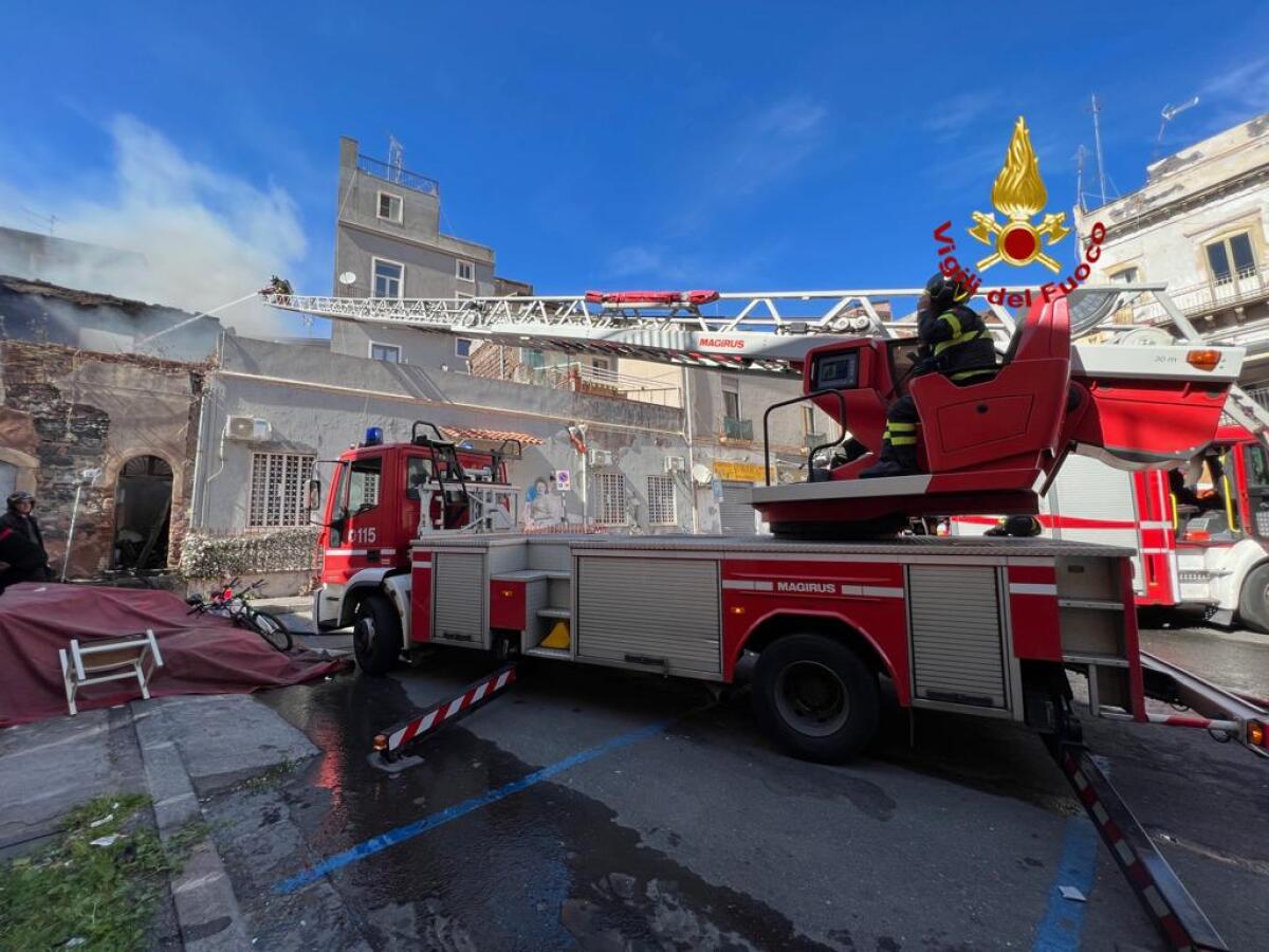 CATANIA, INCENDIO IN VIA CASTIGLIONE: DISPERSO UN ROTTWEILER. LE FOTO - 