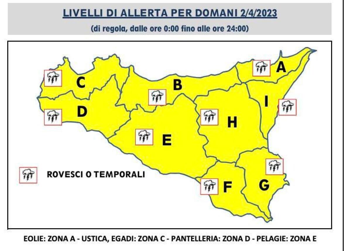 TORNANO PIOGGIA E FREDDO, ALLERTA GIALLA IN TUTTA L’ISOLA PER LA GIORNATA DI DOMANI - 