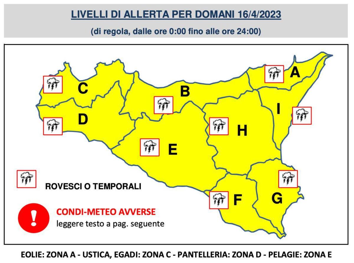 PIOGGIA E VENTO FORTI: DOMENICA DI ALLERTA GIALLA SU TUTTA LA SICILIA - 