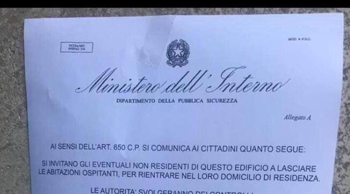 IN DIVERSE CITTÀ SONO COMPARSI DEGLI INVITI DEL MINISTERO A LASCIARE CASA. LA POLIZIA AVVISA: È UNA TRUFFA - 