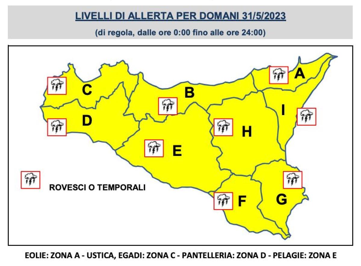 PROSEGUE L’ALLERTA GIALLA PER IL MALTEMPO PER LA GIORNATA DI DOMANI IN SICILIA - 