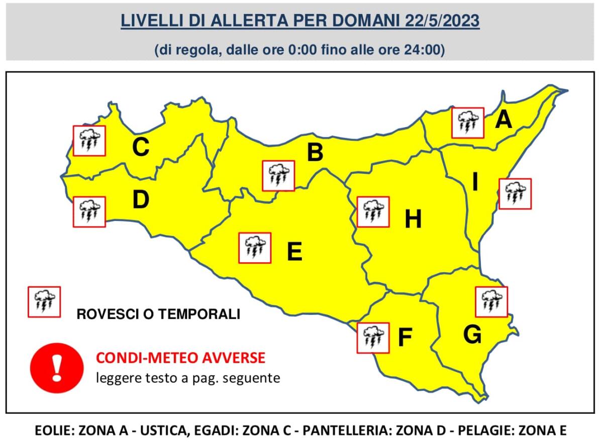 MALTEMPO: DOMANI ALLERTA GIALLA IN TUTTA LA SICILIA - 
