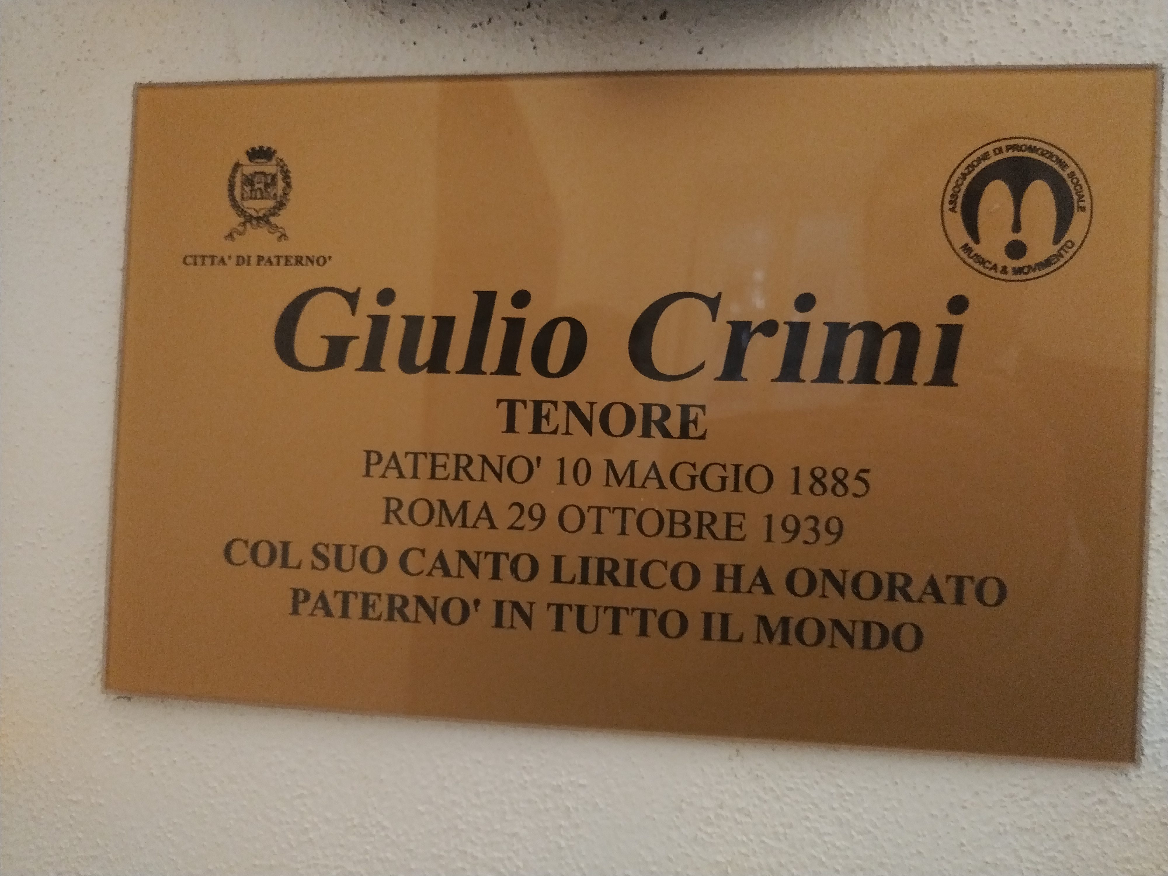 PATERNÒ: GRANDE SUCCESSO PER LA TERZA EDIZIONE DEL “RICONOSCIMENTO MUSICALE PREMIO GIULIO CRIMI CITTÀ DI PATERNÒ”