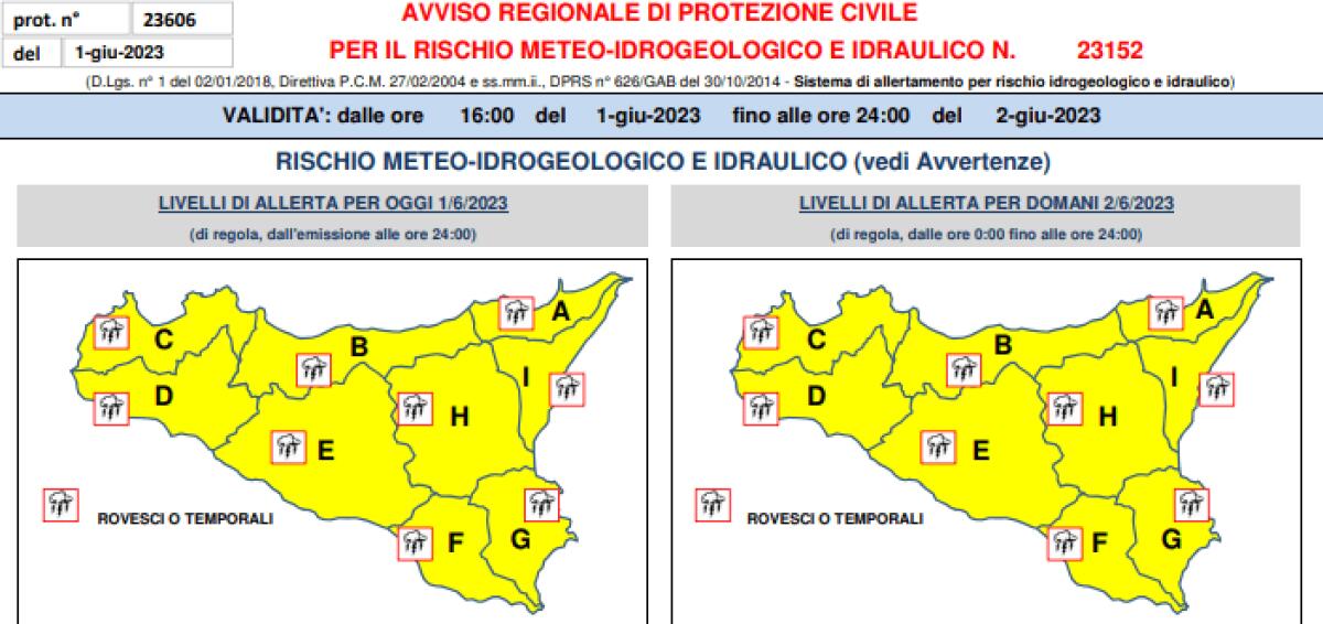 PONTE DEL 2 GIUGNO CON L’ALLERTA METEO GIALLA IN TUTTA LA SICILIA - 