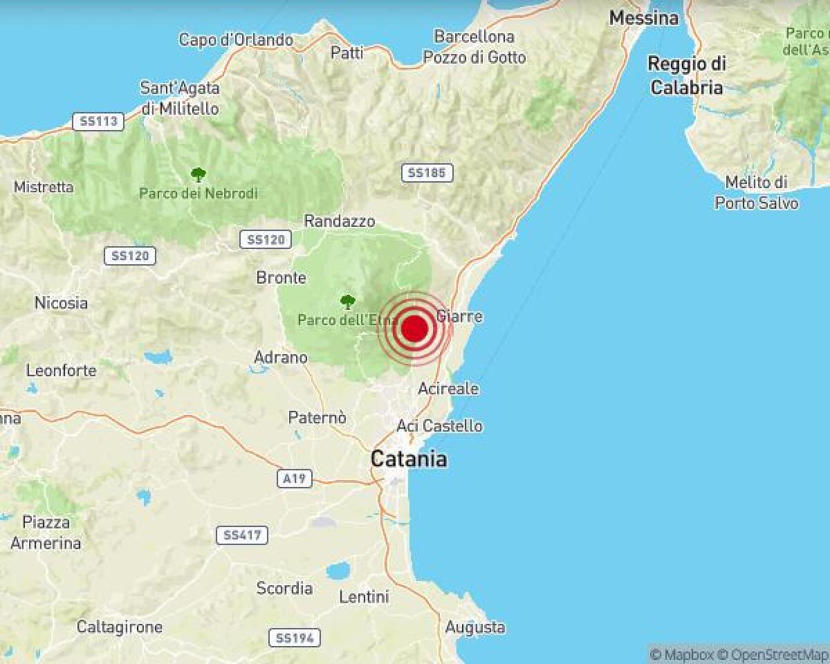 SCOSSA DI TERREMOTO MAGNITUDO 3.1 NEI PRESSI DI ZAFFERANA ETNEA - 