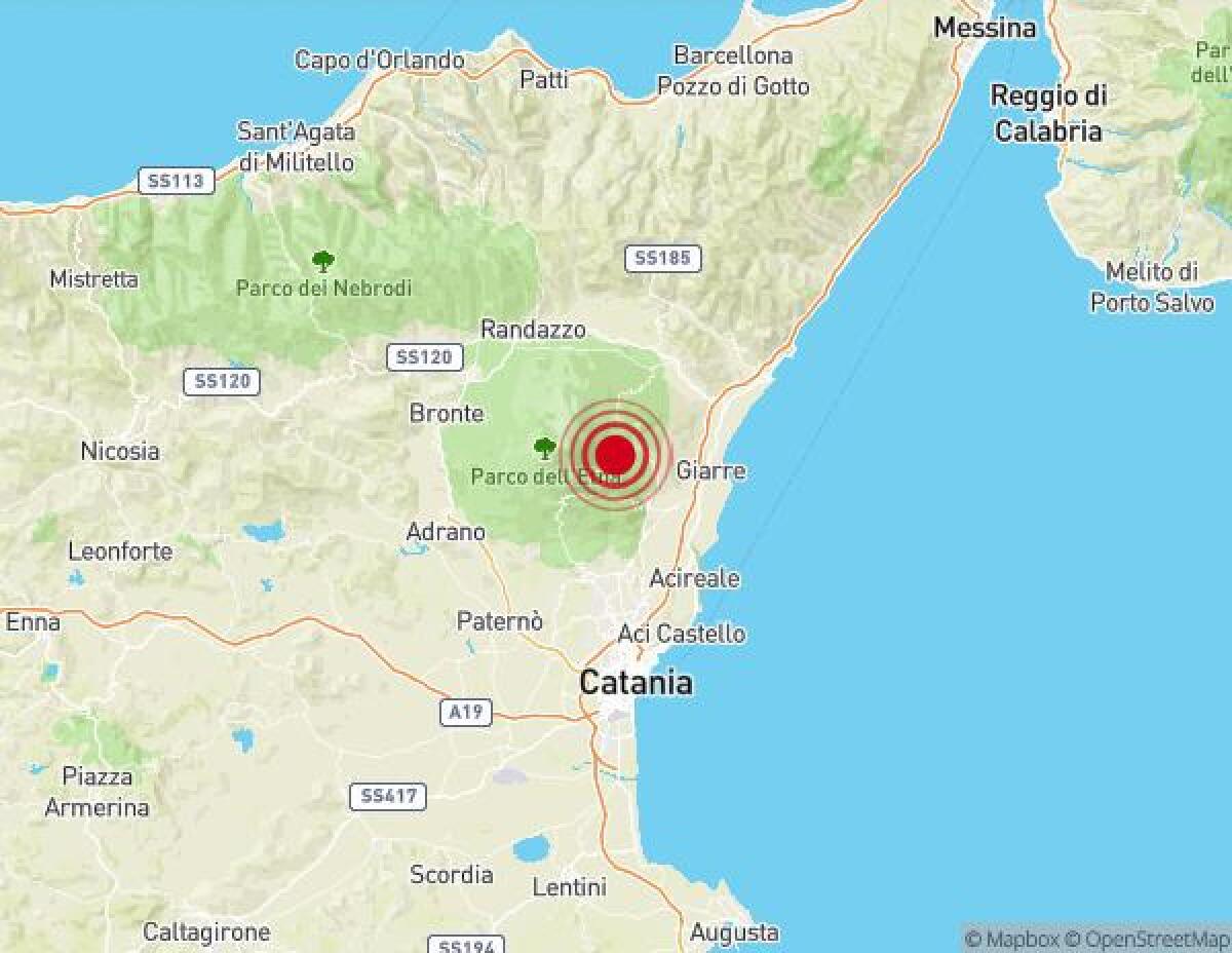 SCOSSA DI TERREMOTO MAGNITUDO 3.1 NEI PRESSI DI MILO - 