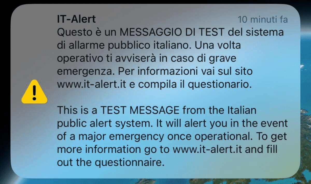 OGGI IN SICILIA ALLE 12 SQUILLERANNO TUTTI GLI SMARTPHONE (NIENTE PANICO).  TEST DI IT-ALERT - 