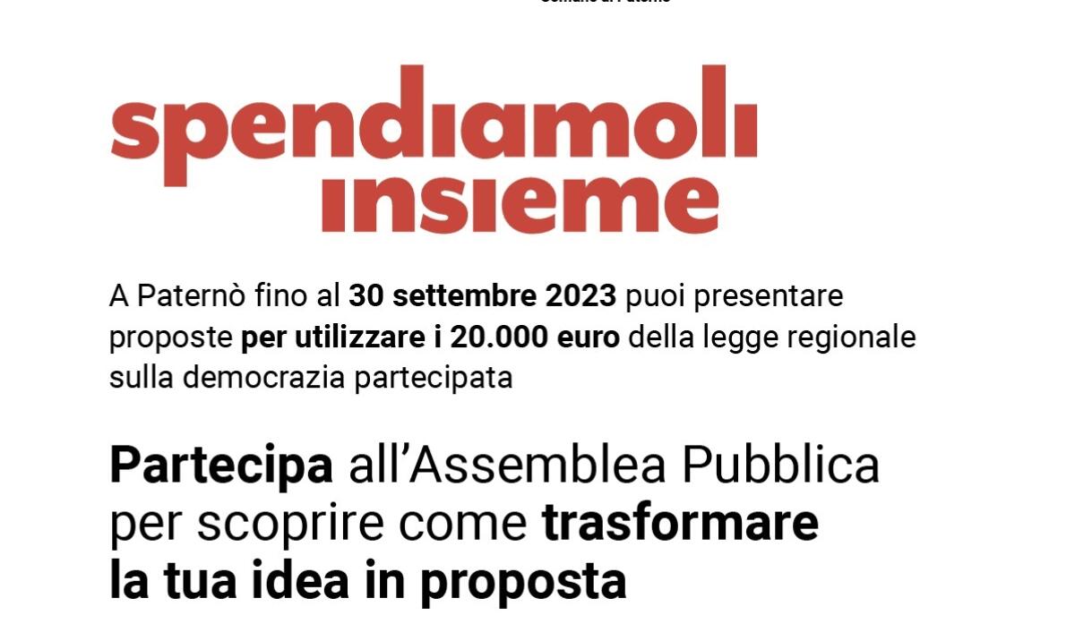 IL 28 LUGLIO A PATERNÒ LA PRIMA ASSEMBLEA PUBBLICA PER IL PROCESSO DI DEMOCRAZIA PARTECIPATA - 