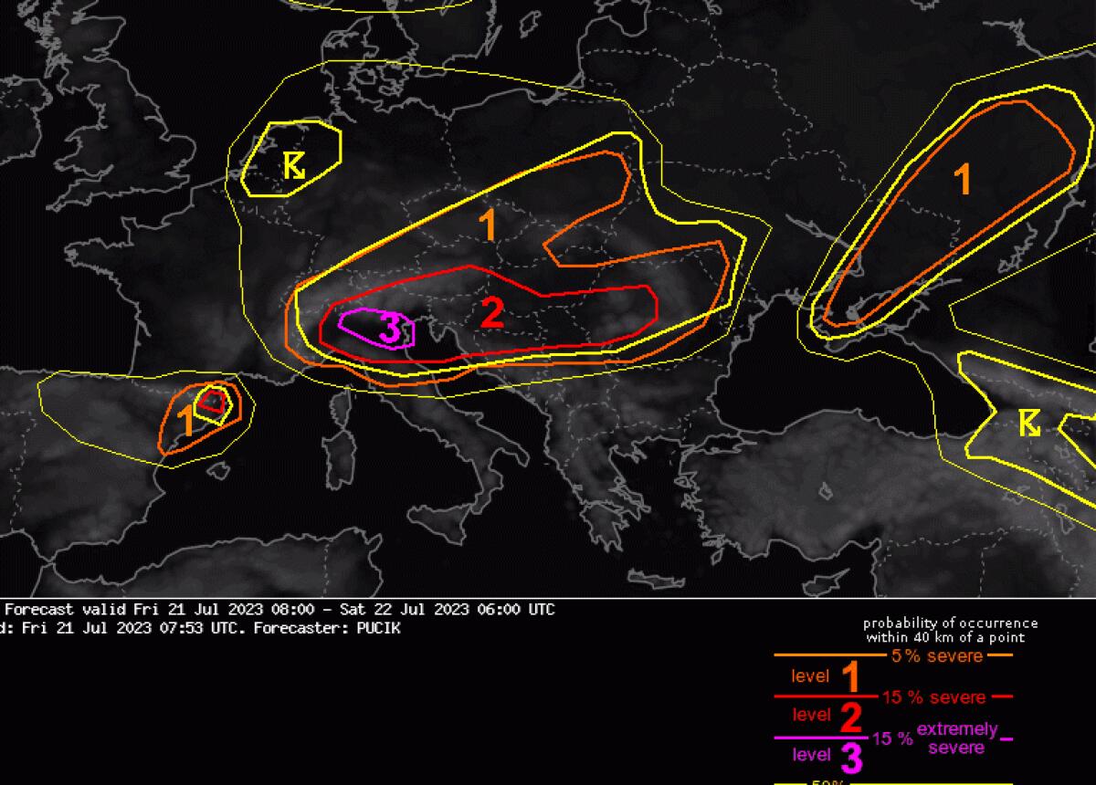 METEO, BOLLETTINO ESTOFEX: “AL NORD ITALIA LIVELLO MASSIMO DI ALLARME PER GRANDINE DA MOLTO GRANDE A GIGANTE" - 