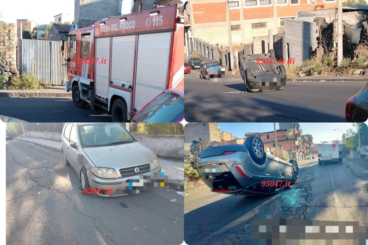 PATERNO'. SBATTE CONTRO UN’AUTO IN SOSTA E SI RIBALTA, FERITA 62ENNE - 