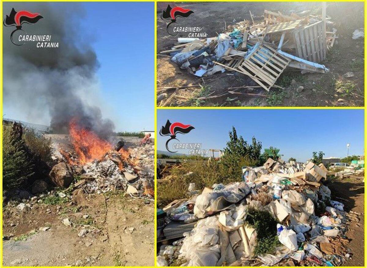 GIARRE, DITTA DI PISCINE BRUCIAVA RIFIUTI IN UN TERRENO DI PROPRIETÀ DEL TITOLARE: 3 DENUNCIATI - 