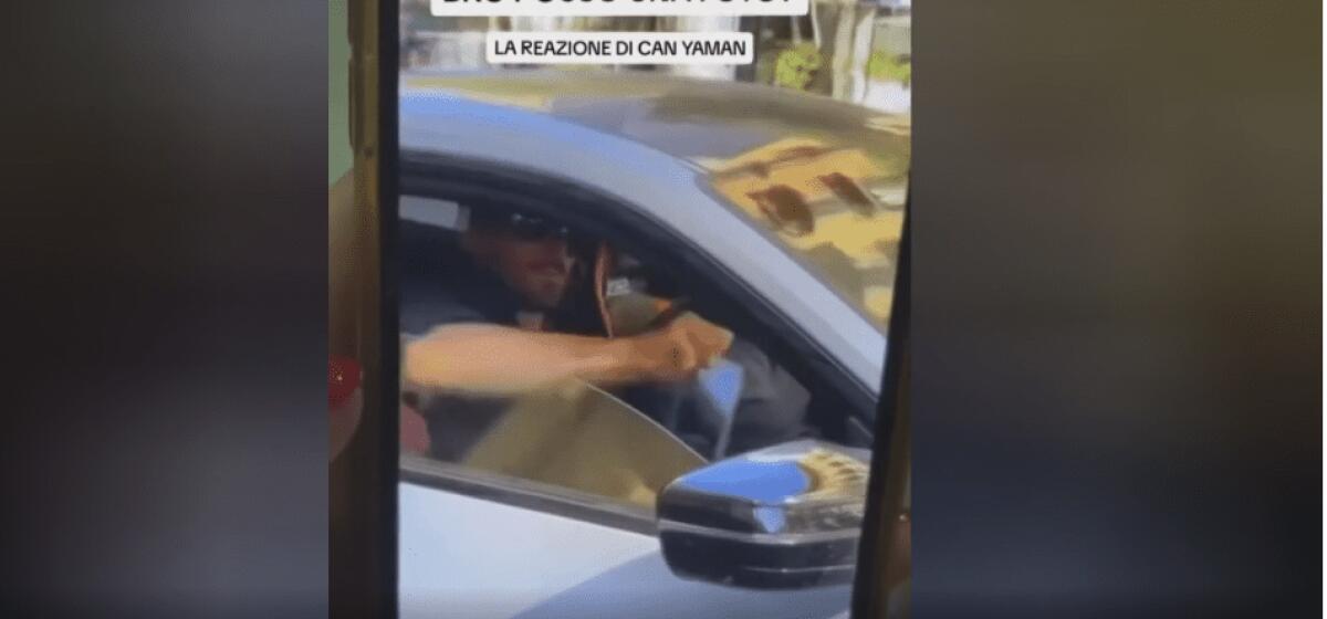 A PALERMO UNA FAN CHIEDE UNA FOTO E CAN YAMAN GLI GETTA IL TELEFONO PER TERRA - 