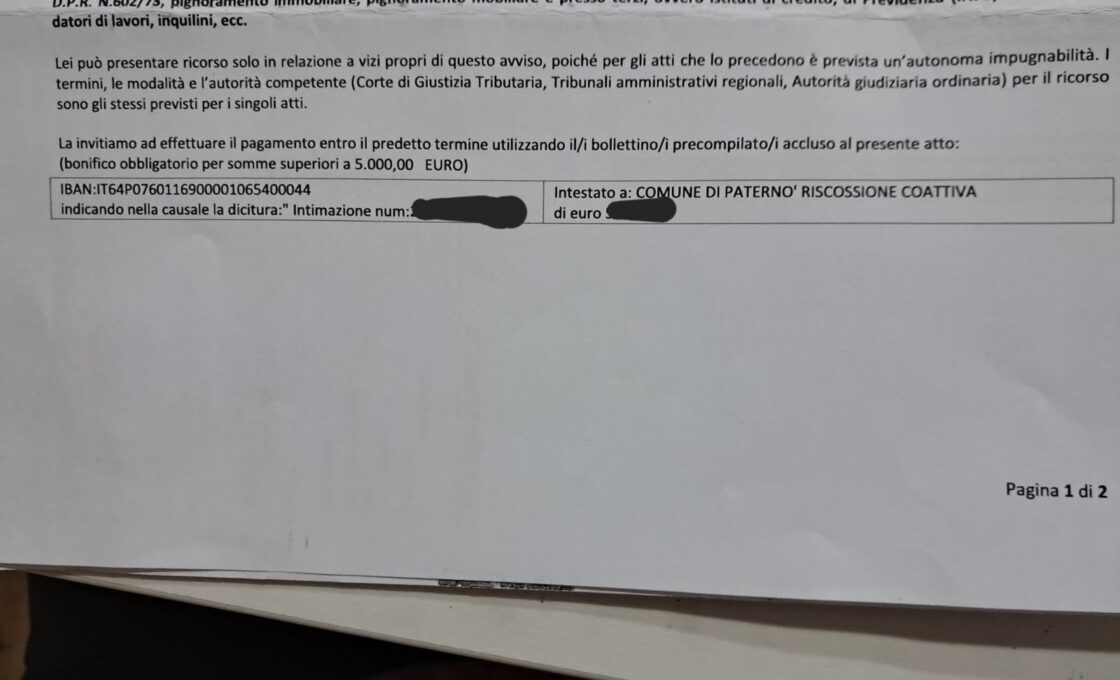 PATERNO'. RISCOSSIONE DEI CREDITI IMU E TARI 2016: IL COMUNE SI AFFIDA A UNA SOCIETÀ ESTERNA