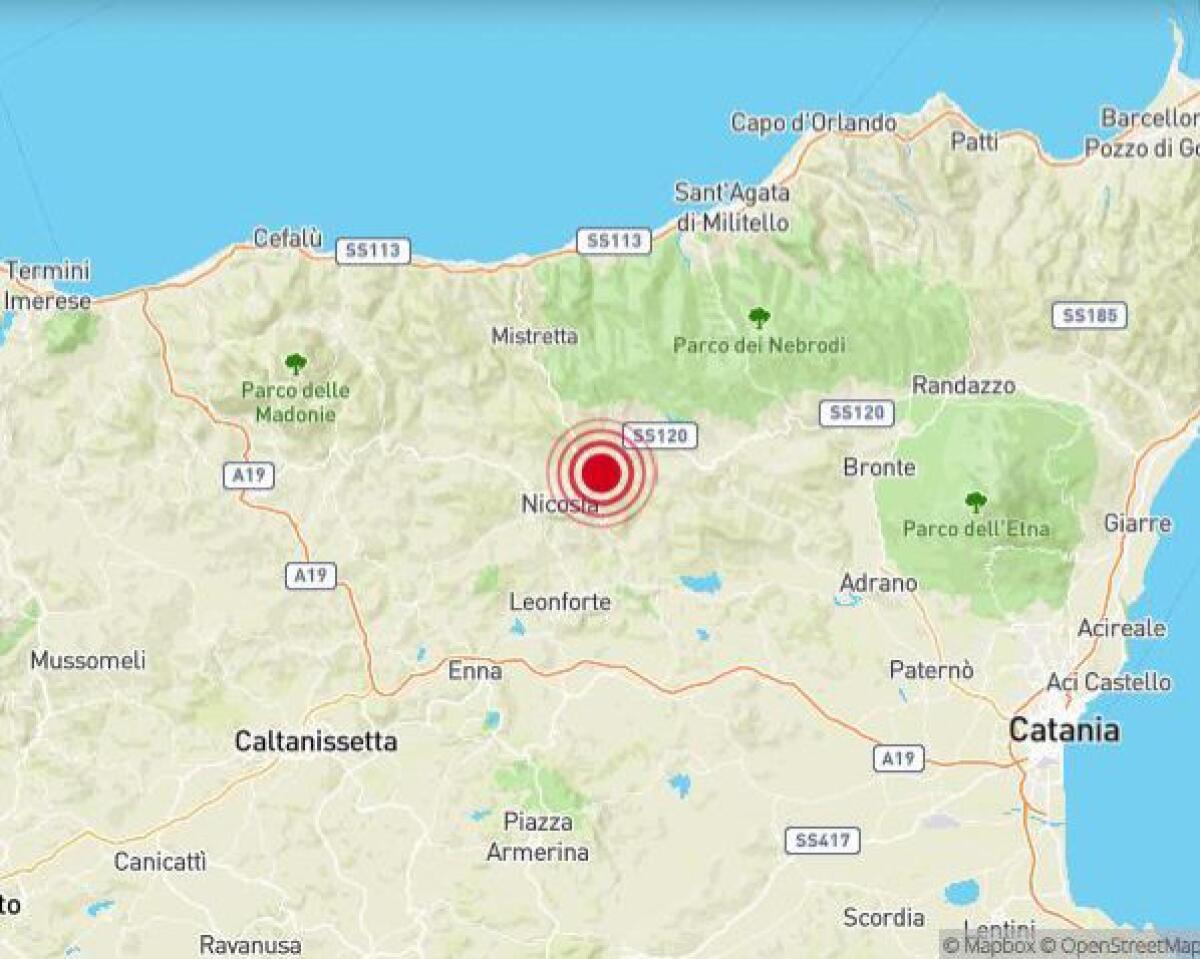 TERREMOTO DI MAGNITUDO 3,6 IN PROVINCIA DI ENNA - 