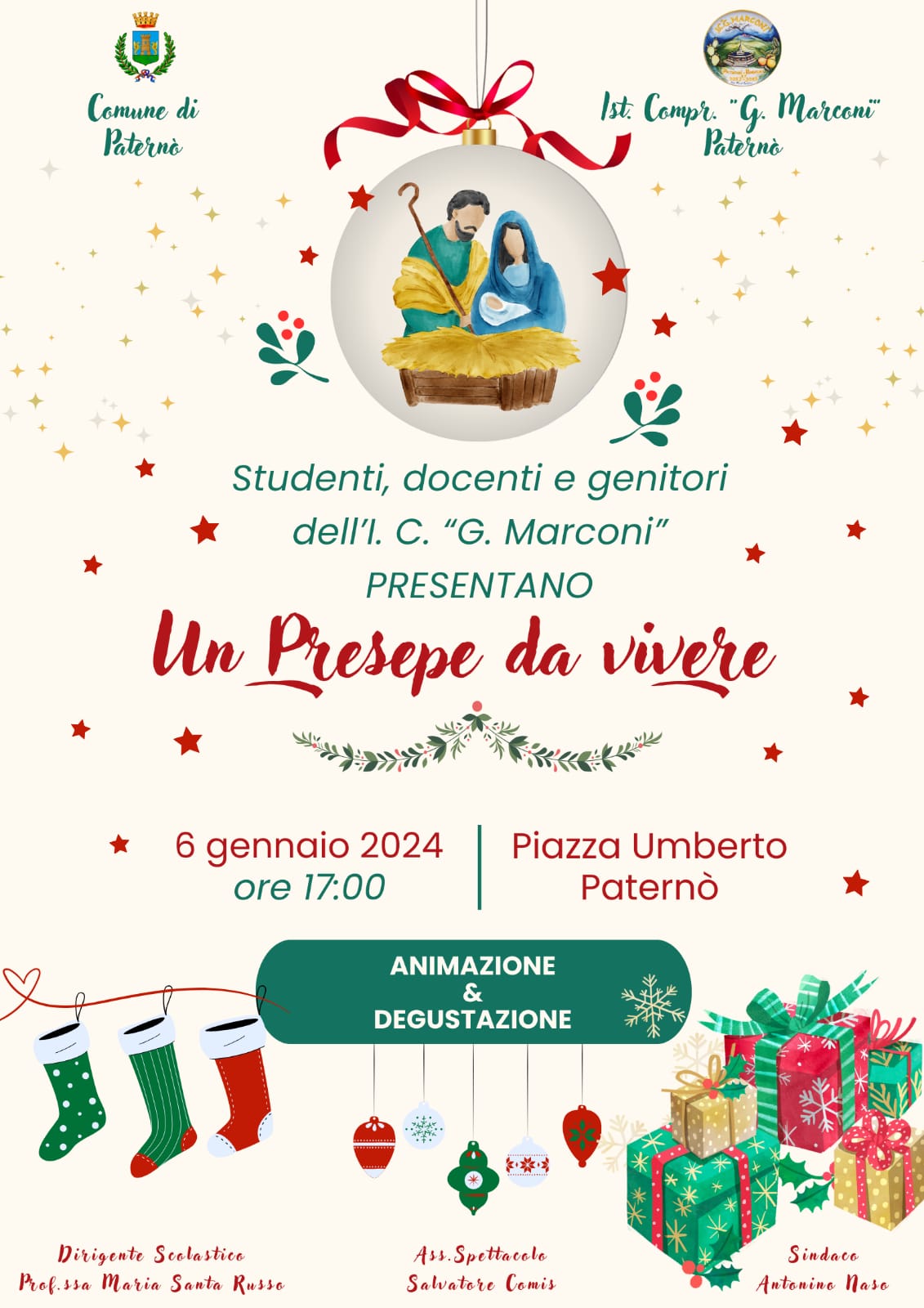 PATERNO'.GRANDE SUCCESSO PER IL PRESEPE VIVENTE DELL'ISTITUTO MARCONI: SI REPLICA IL 6 GENNAIO