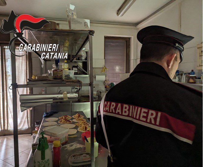 ACI CATENA. PADRE E FIGLIO NASCONDEVANO TRA FARINA E INGREDIENTI PER LE PIZZE MARIJUANA. NEL LOCALE SCOPERTO ANCHE IL FURTO DI ENERGIA ELETTRICA E SOLDI FALSI