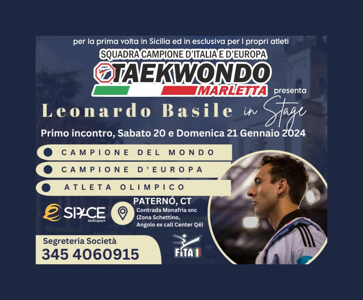 SINERGIA OLIMPICA IN STAGE: TAEKWONDO MARLETTA E L'OLIMPIONICO LEONARDO BASILE APRONO IL 2024 SPORTIVO A PATERNÓ - 