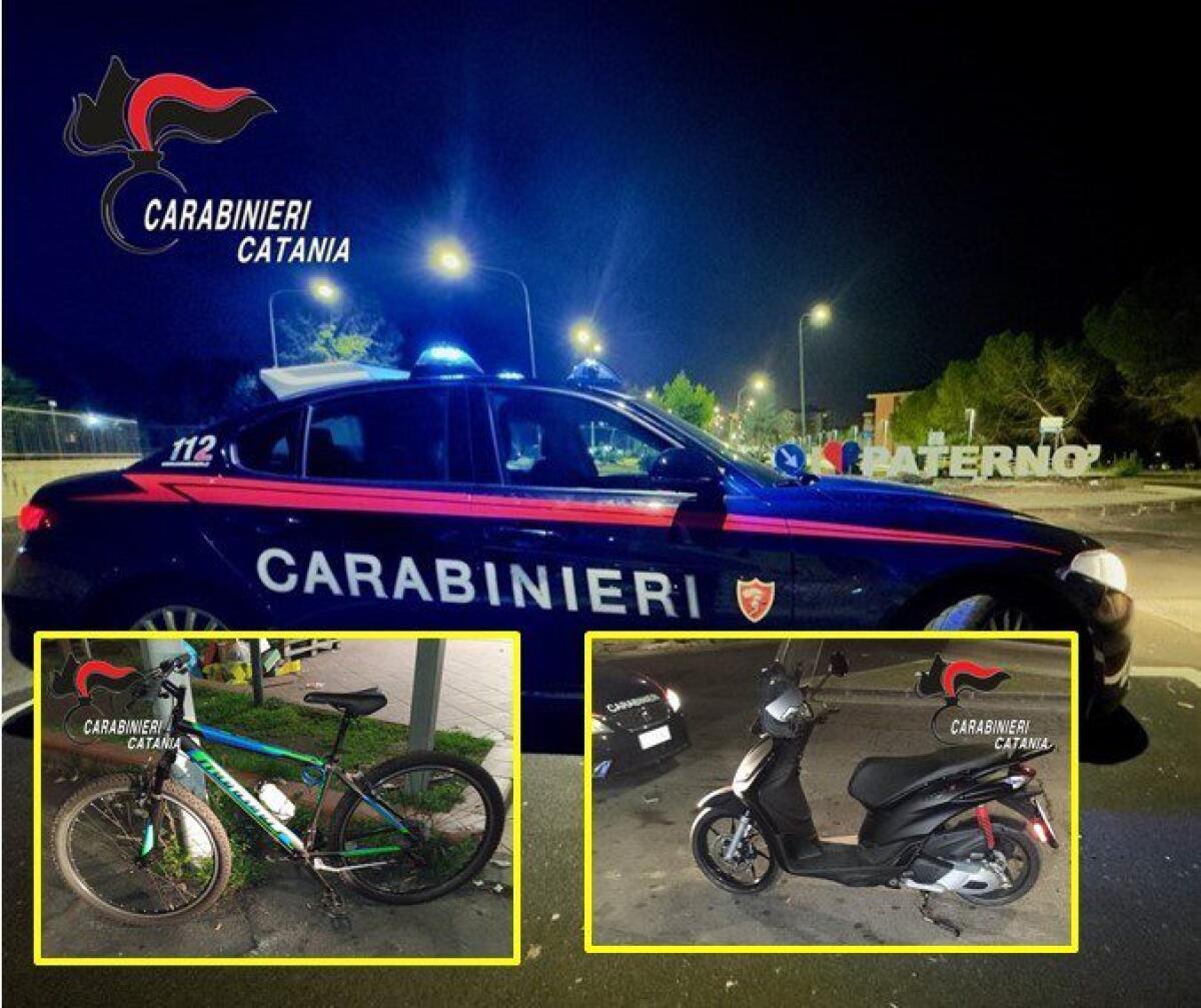 PATERNÒ. RUBANO UNO SCOOTER ED UNA BICI DA UN GARAGE MA PER STRADA INCONTRANO I CARABINIERI: ARRESTATO UN 19ENNE - 