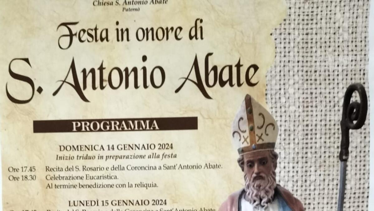 PATERNO'-. FESTEGGIAMENTI IN ONORE DI SANT' ANTONIO ABATE 2024. IL PROGRAMMA - 