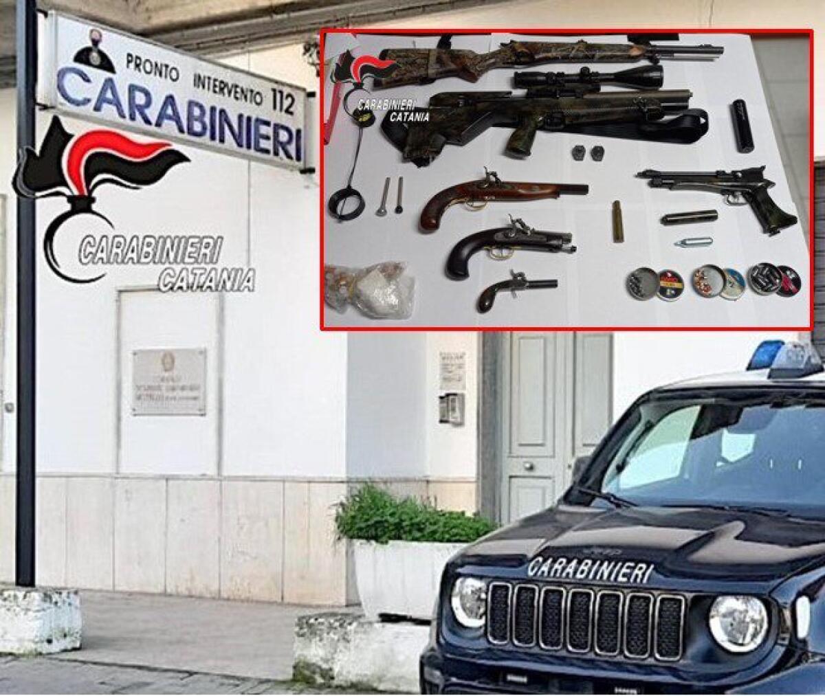 MILITELLO VAL DI CATANIA. CHIAMA IL 118 PER UN MALORE, MA IN CASA I CARABINIERI TROVANO ARMI E DROGA: DENUNCIATO - 