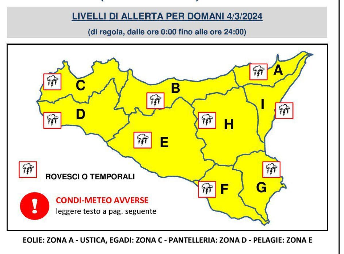 MALTEMPO, OGGI ALLERTA GIALLA IN SICILIA: IN ARRIVO VENTI DI BURRASCA E TEMPORALI - 