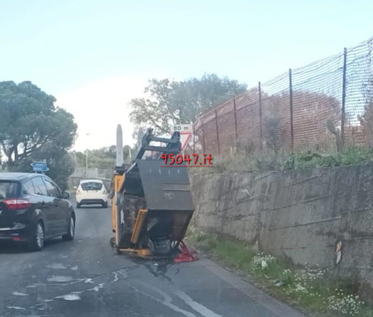 MULETTO SI 'IMPENNA' NELLO SVINCOLO DI PATERNÒ - 
