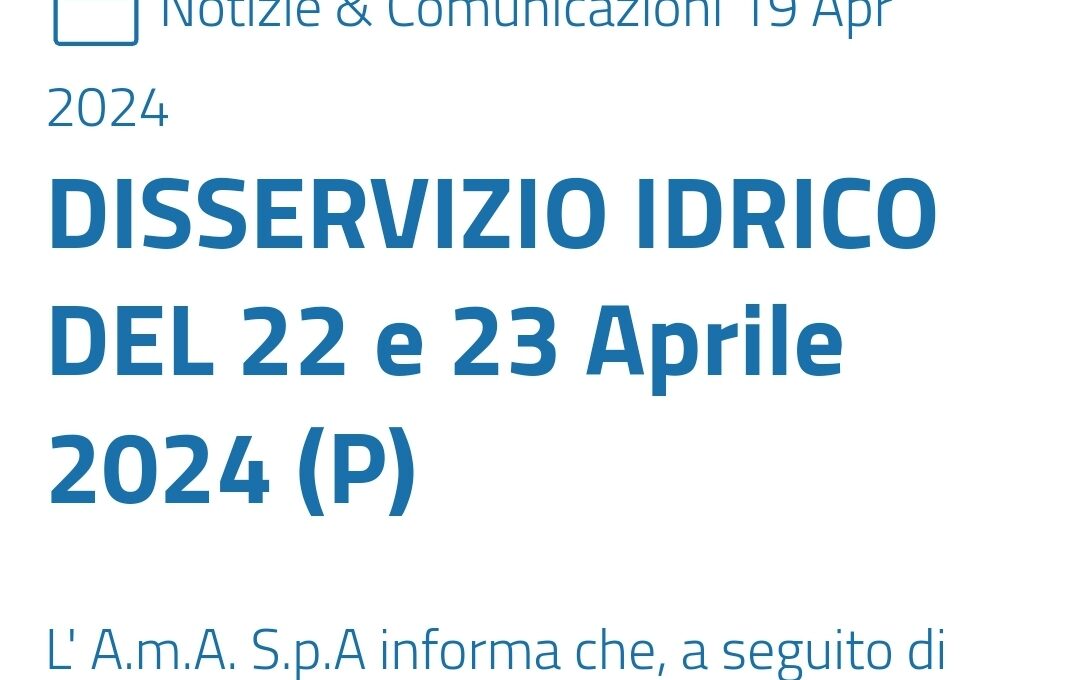 PATERNO’: PREVISTI DISSERVIZI IDRICI OGGI  IN ALCUNE ZONE