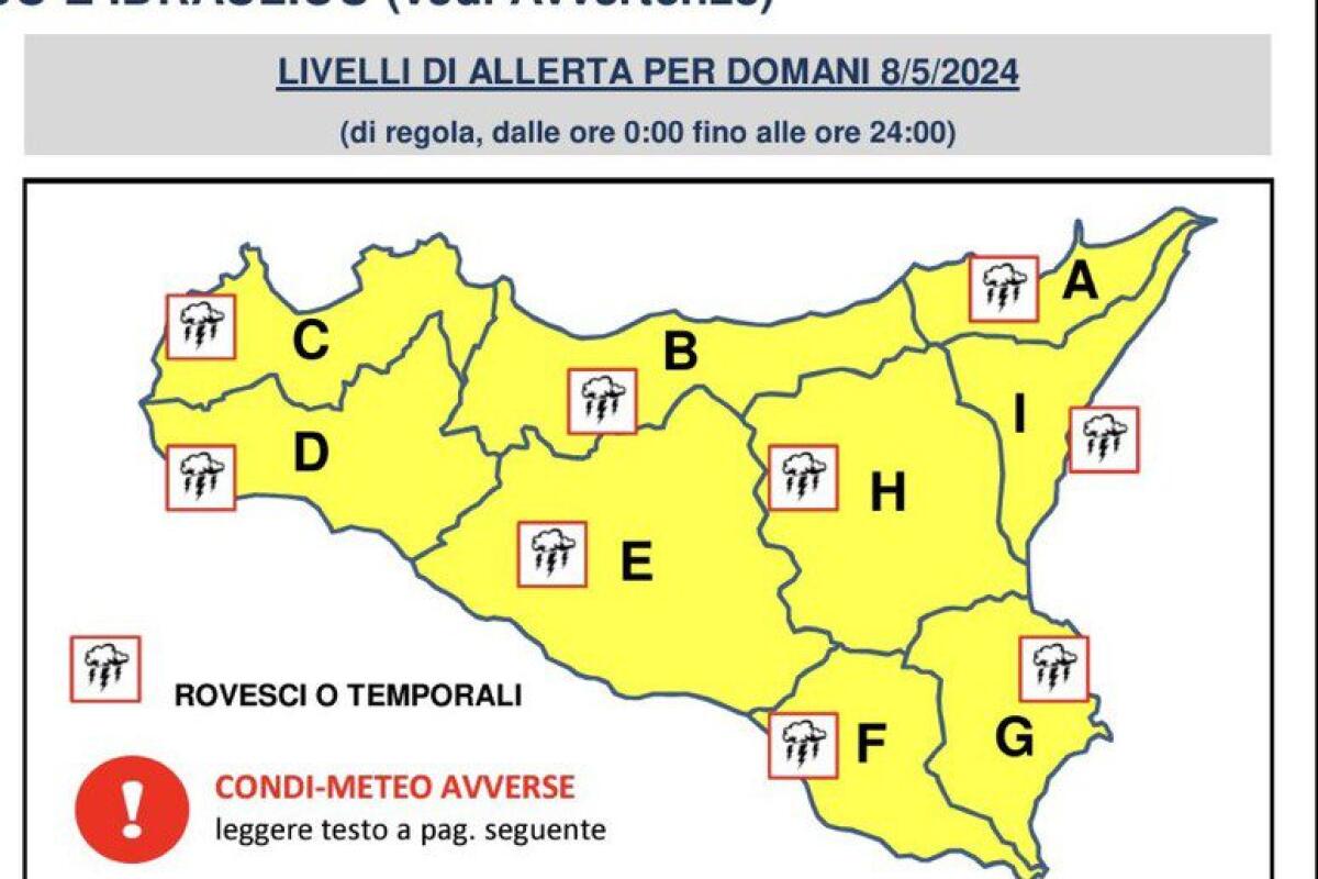 PROTEZIONE CIVILE: IN ARRIVO PIOGGIA E TEMPORALI, ALLERTA GIALLA IN SICILIA - 