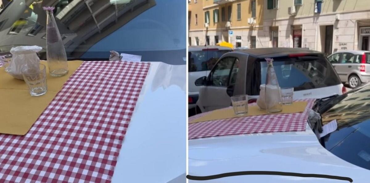 ROMA. SUV AL RISTORANTE OCCUPA IL MARCIAPIEDE: APPARECCHIANO SUL COFANO - 