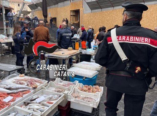 CONTROLLI ALLA 'PESCHERIA' DI CATANIA, VENDITORI ABUSIVI FUGGONO, SEQUESTRATI 120 KG DI PRODOTTI ITTICI