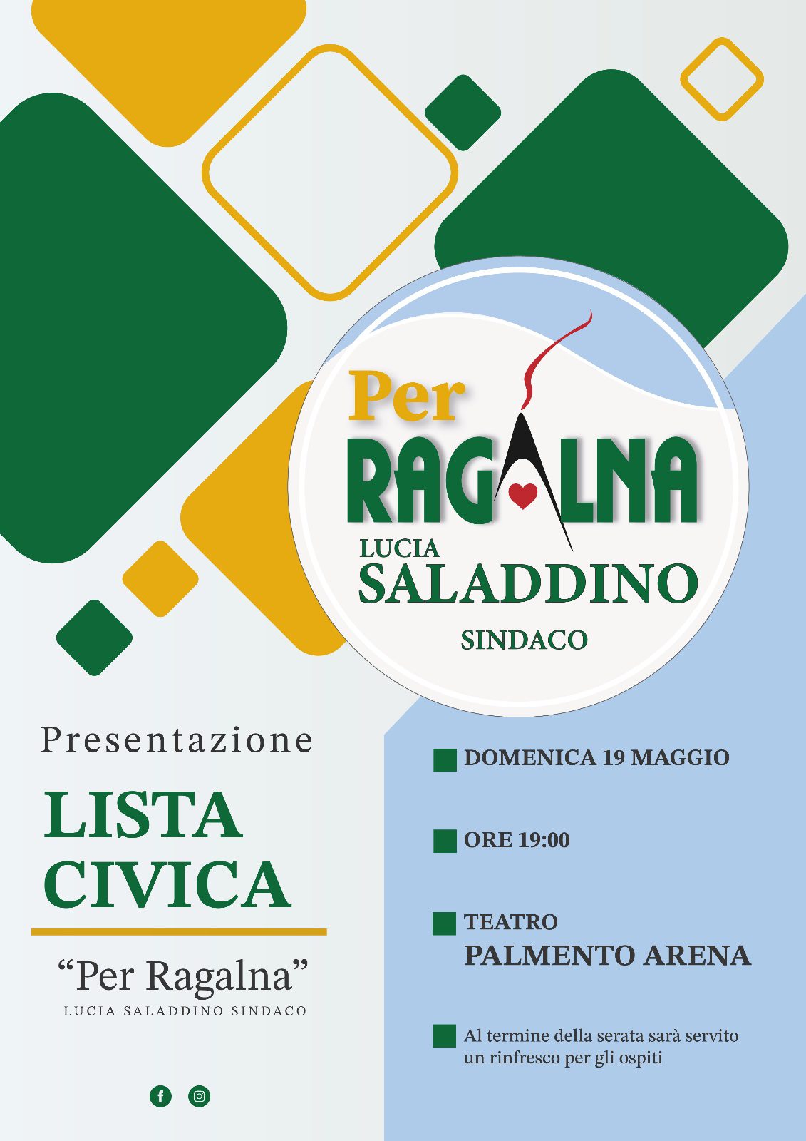 DOMENICA PRESENTAZIONE UFFICIALE DI "PER RAGALNA": LUCIA SALADDINO E LA SUA SQUADRA SI PRESENTANO ALLA CITTÀ E ALLA STAMPA