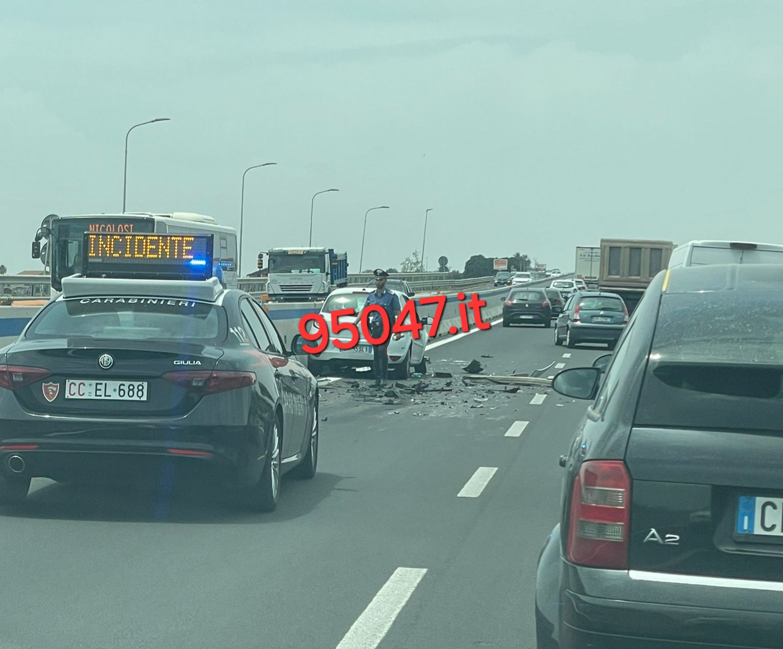 DOPPIO INCIDENTE SULLA SUPERSTRADA 121: DISAGI AL TRAFFICO MA FORTUNATAMENTE NESSUN FERITO GRAVE