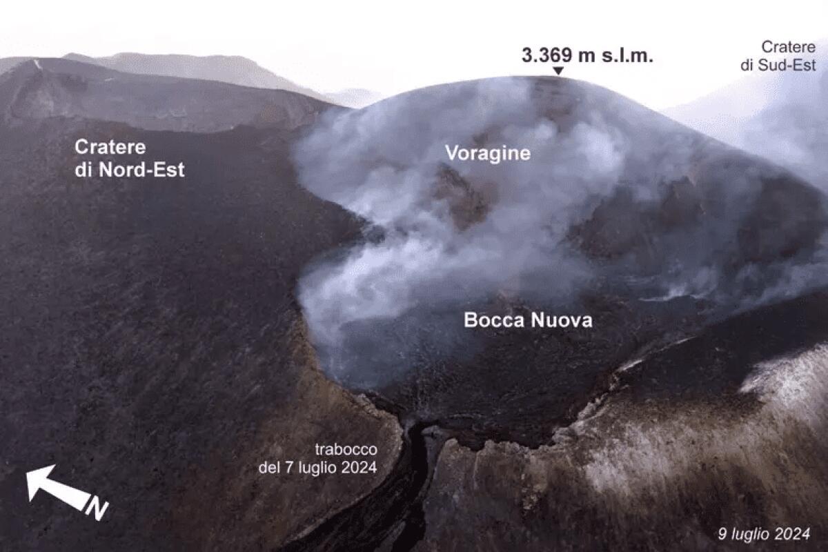 ETNA: SORPASSO VORAGINE, ARRIVA A 3.369 METRI E SUPERA IL SUD-EST. INGV: 'È LA PIÙ GRANDE ALTEZZA MAI MISURATA SUL VULCANO - 