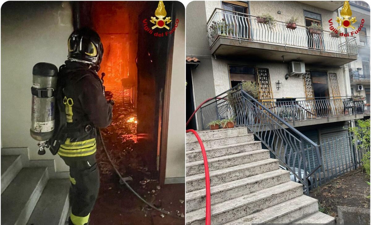 APPARTAMENTO DISTRUTTO DA UN INCENDIO AD ACI SANT'ANTONIO: IL PROPRIETARIO RIESCE A METTERSI IN SALVO - 