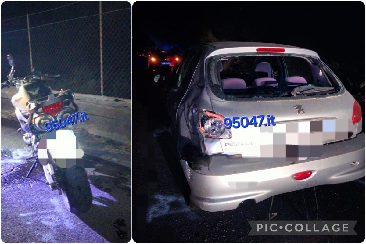 BELPASSO. SCONTRO TRA MOTO E AUTO IERI SERA SULLA SP 57 , CENTAURO FERITO - 