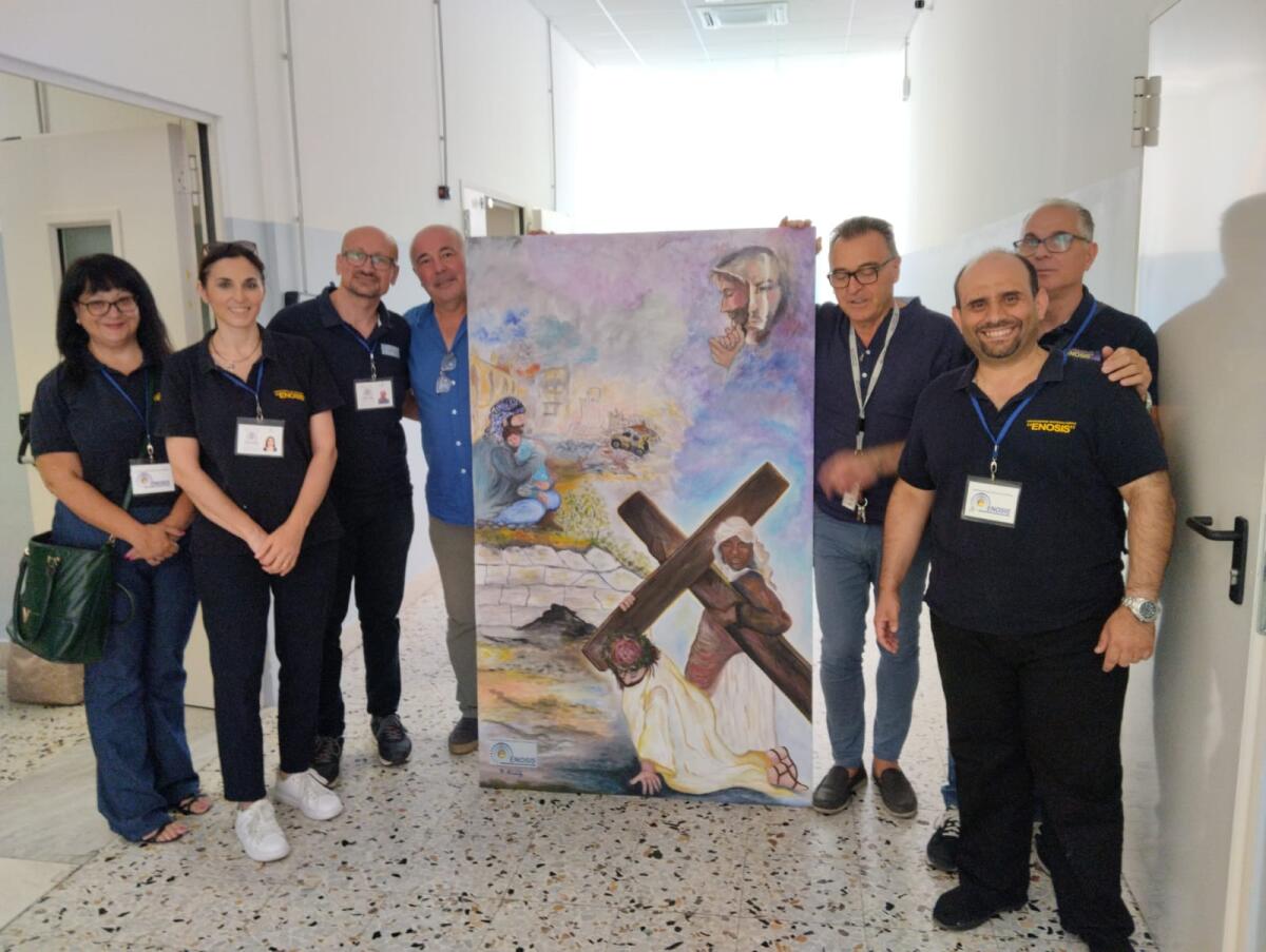 L'ASSOCIAZIONE SOCIO CULTURALE ENOSIS REGALA UN DIPINTO ALL'OSPEDALE DI BRONTE - 