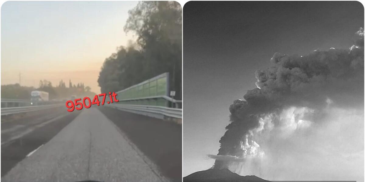FORTE ERUZIONE DELL'ETNA: PIOGGIA DI LAPILLI A ZAFFERANA, CENERE SULL'AUTOSTRADA A18 - 