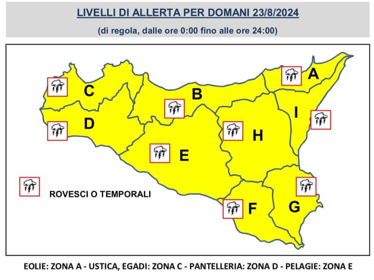 METEO. ALLERTA GIALLA DOMANI IN TUTTA LA SICILIA - 