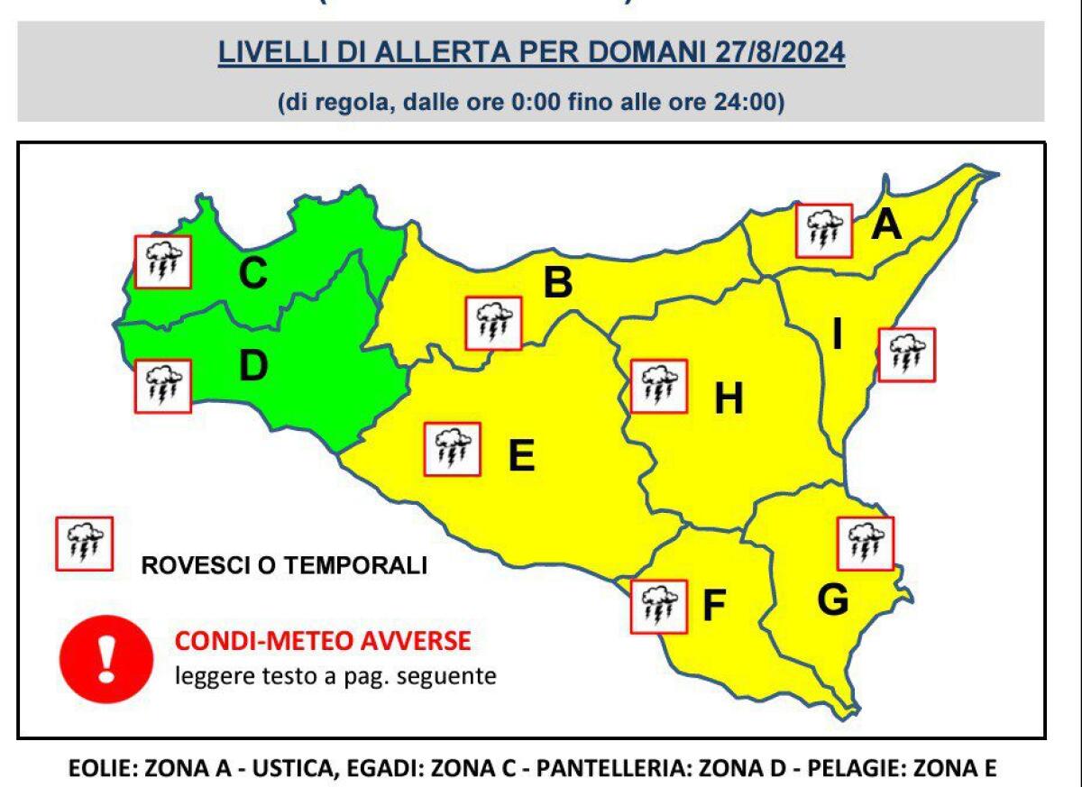 METEO. PROTEZIONE CIVILE: ALLERTA GIALLA PER LA SICILIA CENTRO ORIENTALE - 